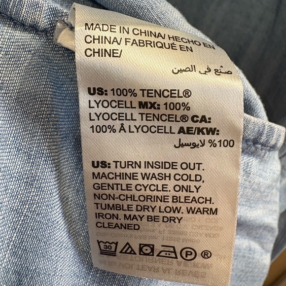 NWOT Chico's Chambray Nautical Denim Chambray Long Sleeve V-Neck Top Women’s XL - Picture 10 of 10